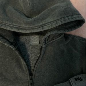 TNA Cozy Fleece Boyfriend Boxy Zip Hoodie, washed black, XS